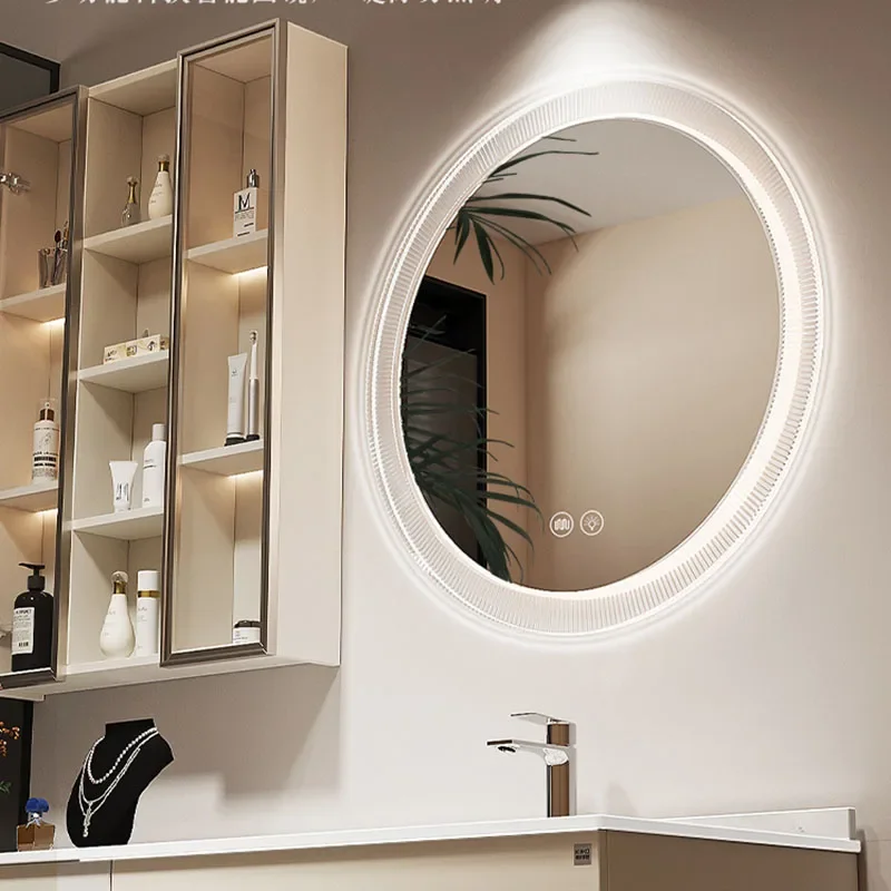 Storage Light Mirror Cabinets Round Vanity Makeup Jewelry Display Mirror Cabinets Bedroom Espelho Armario Home Furnitures image 2