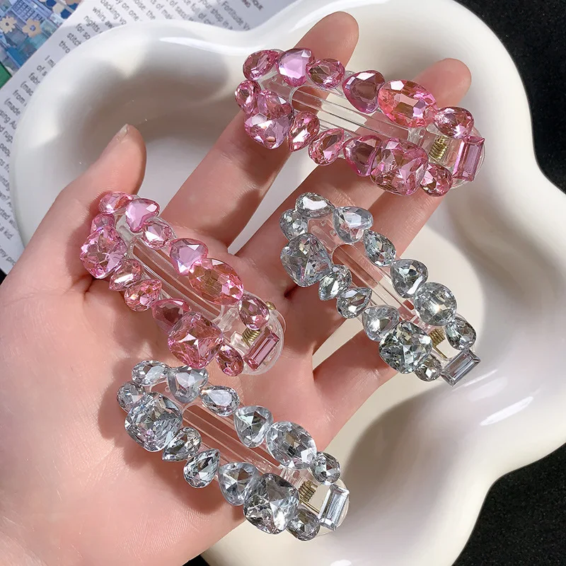 Korea Sparkling Crystal Side Clip for Women Girls Acrylic Transparent Instagram Hot Hair Clip Barrette Fashion Hair Accessories