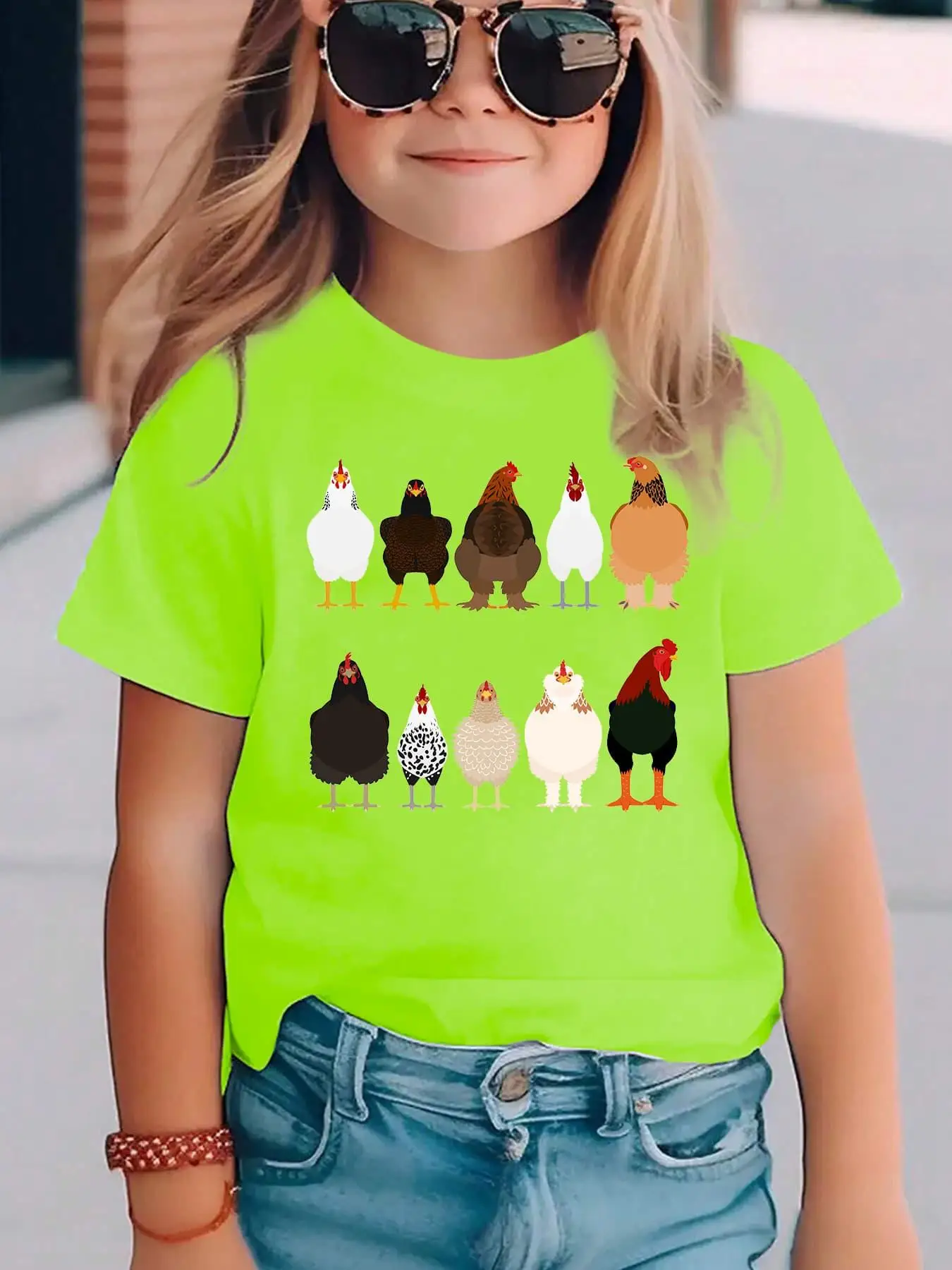 Summer Fashion Children's T-shirt Thanksgiving Chick Cartoon Printed Casual Parent Child Top Trendy Street Short Sleeve
