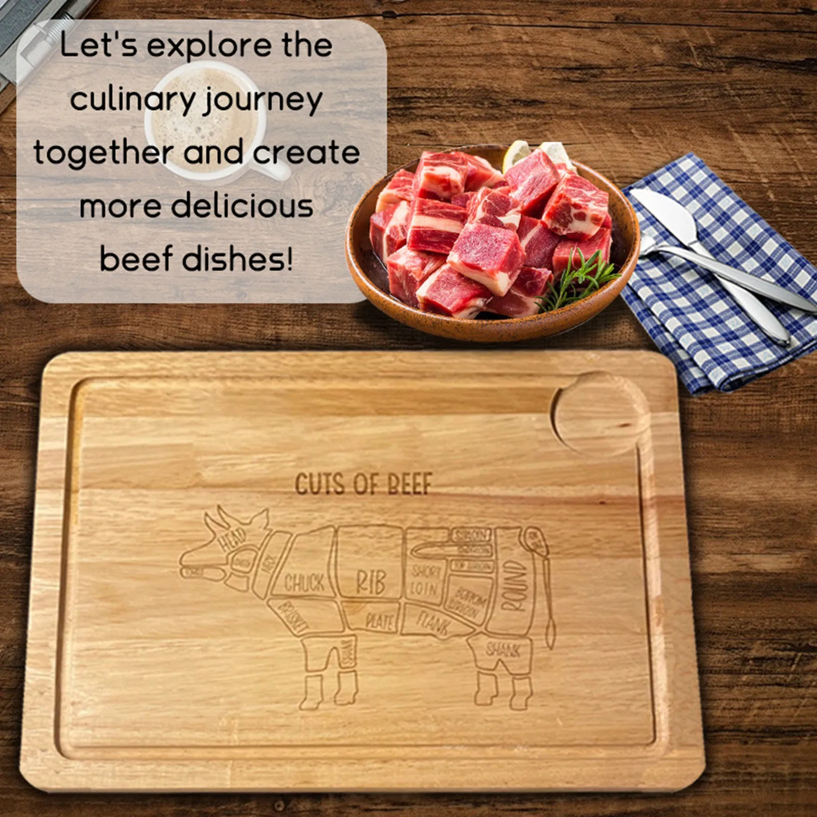 2024 New Comparison Board For Beef Cutting Parts Wooden Meat Cutting Board For Beef Cutting Parts Cutting Board