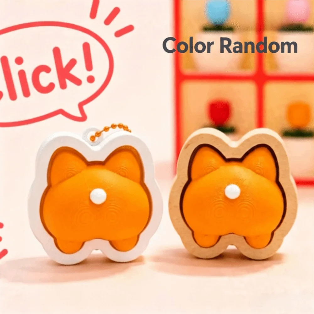 Finger Button Clicker Fidget Keychain Cartoon Animals Soft Slow Rebound Clicking Pressure Relief Funny Cute