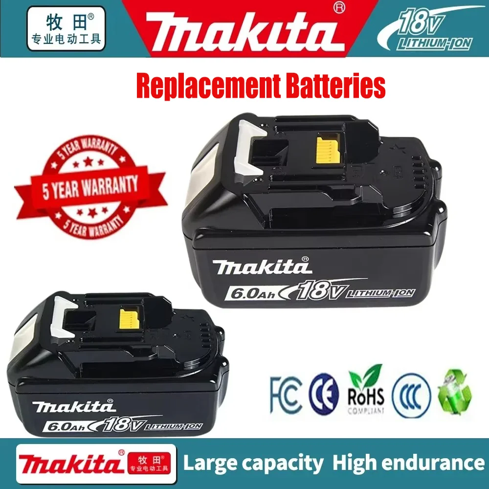 

Makita 18V 9000mAh Rechargeable Power Tools Battery With LED BL1830 BL1850 BL1860 Battery Charger Set With Working Light