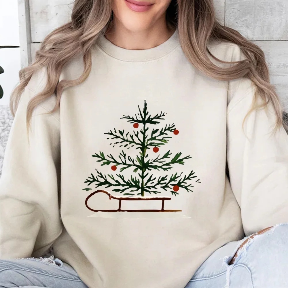 

Fanceey Christmas Tree Sleigh Print Sweatshirt New Winter Warm Women Pullover Xmas Tree Casual Hoodies for Men Xmas Party Gift