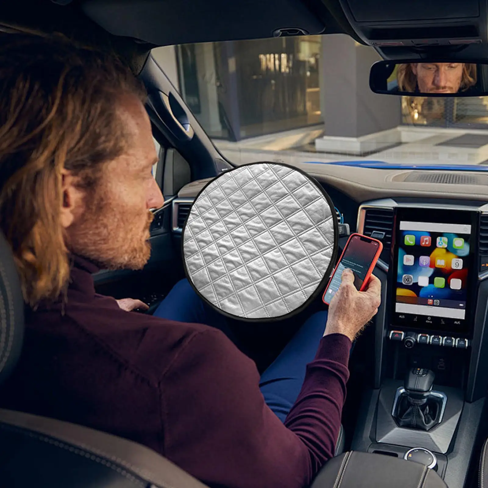 Car Steering Wheel Sunshade Cover UV Blocking Sun Visor Protector Prevent Aging Steering Sun Protection Cover for Hot Summer