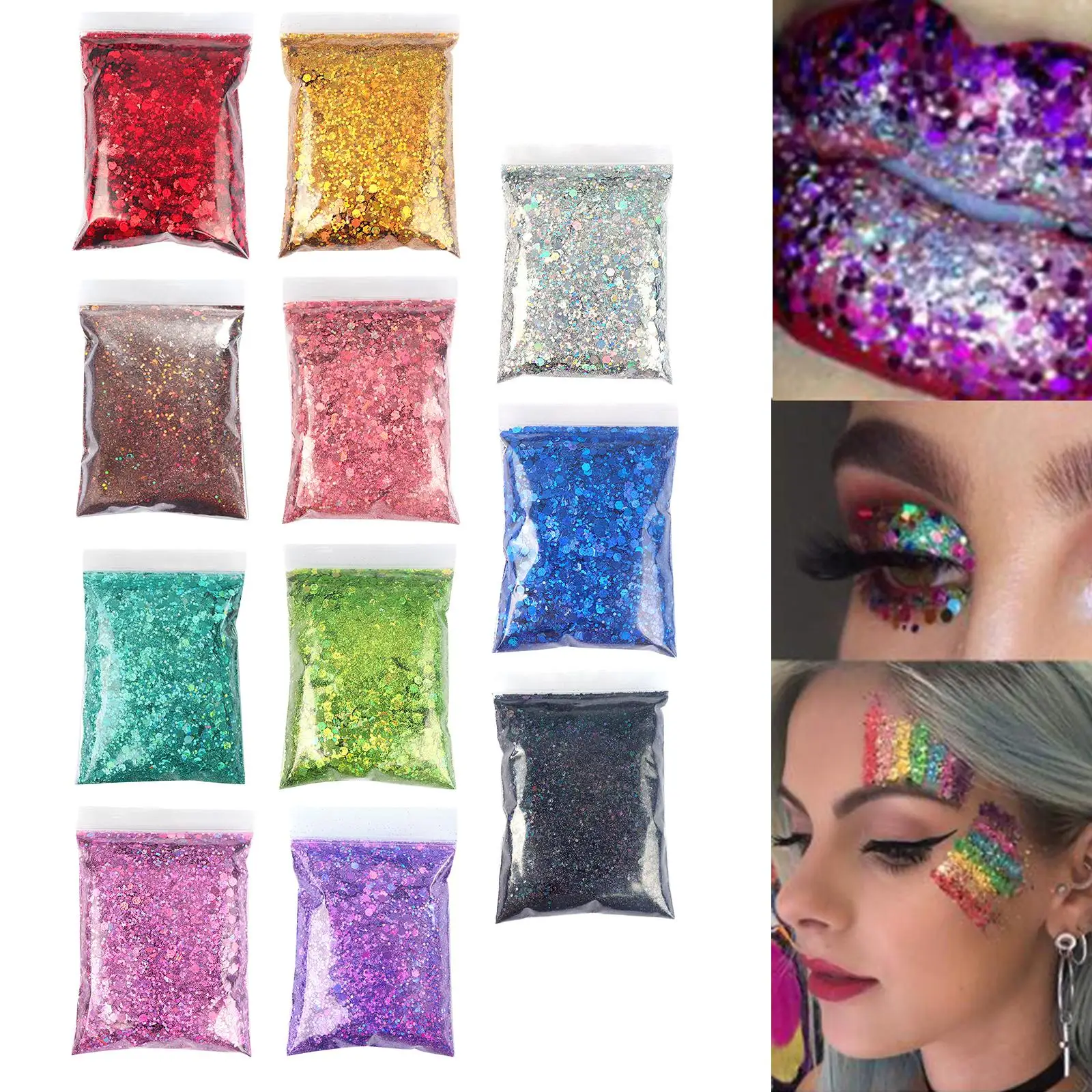 1Bag 50g Iridescent Nail Glitter Sequins Paillette 3D DIY Nail Art Decor