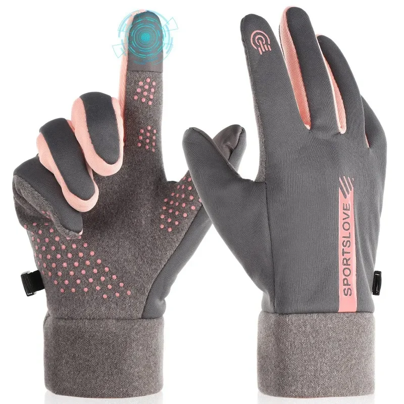 Guantes Térmicos de lana para ciclismo para mujer, resistentes al frío, resistentes al viento, impermeables, cálidos, para correr al aire libre, esquí, Invierno