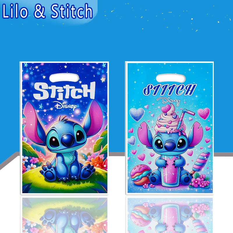 30 Uds. Bolsas de compras de dulces con tema de Lilo y Stitch de dibujos animados de Disney, decoración de feliz cumpleaños para niños y niñas, suministros de ducha DIY