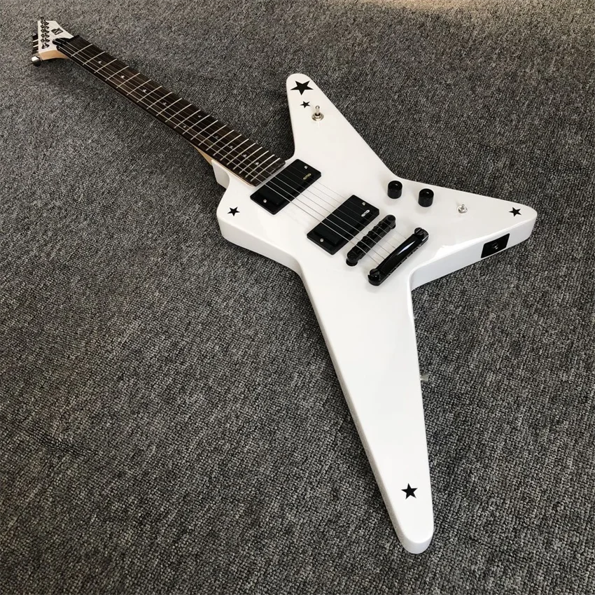 New product, special-shaped electric guitar. White, factory wholesale and retail, active pickup, free shipping