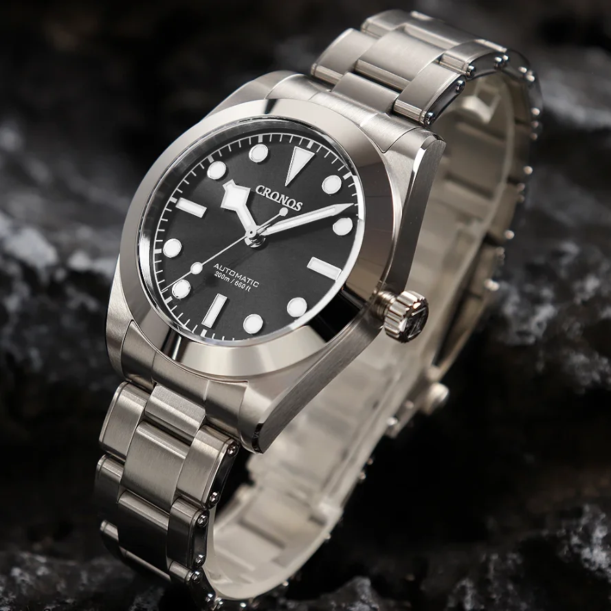 

CRONOS Men Automatic Watch Pilot 39mm Mechanical Wristwatch C3/BGW-9 Luminous Diver 200m Waterproof Sapphire Mirror NH35 PT5000