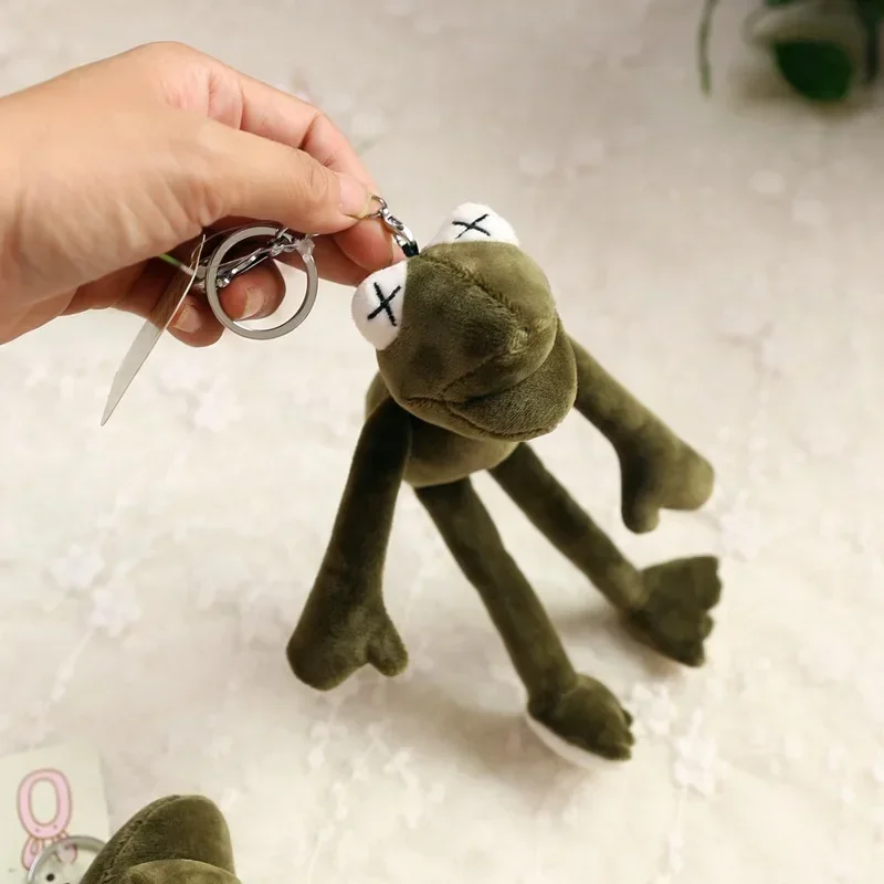 Engraçado sapo dos desenhos animados Plush Chaveiros Brinquedos de pelúcia macia, Key Holder Pendant, Brinquedos para crianças, Presentes para crianças