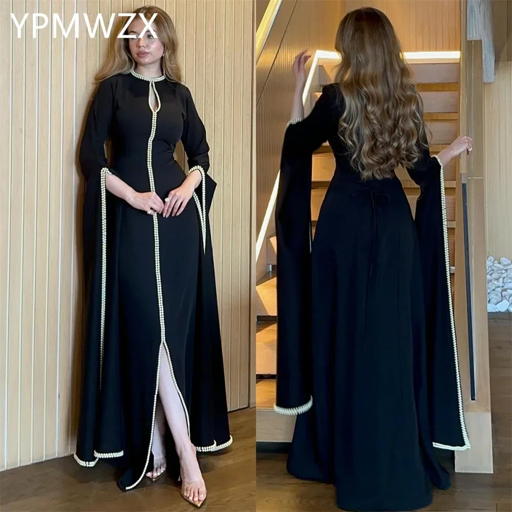 

Customized Prom Gown Evening Women YPMWZX Scoop Neckline Column Floor Length Skirts Bespoke Occasion Dresses Party Form