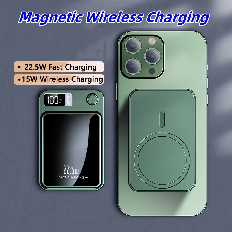 20000mAh Magsafe Power Bank Magnetic Wireless Charger 22.5W Fast Charging Powerbank Magnetic Ring for iPhone 15 Xiaomi Samsung