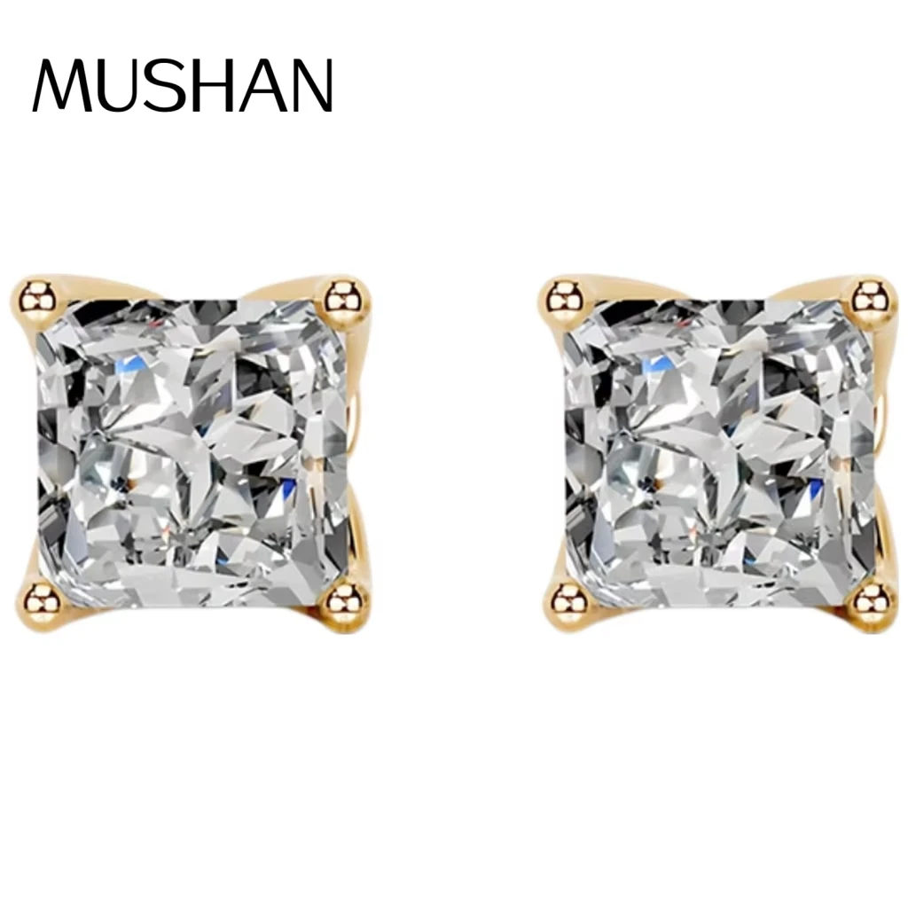 MUSHAN Custom Jewelry 18k Gold Stud Earrings 2ct Diamond 2 carats Lab Grown Diamonds Earrings Ear Pin IGI Certificated Jewelry