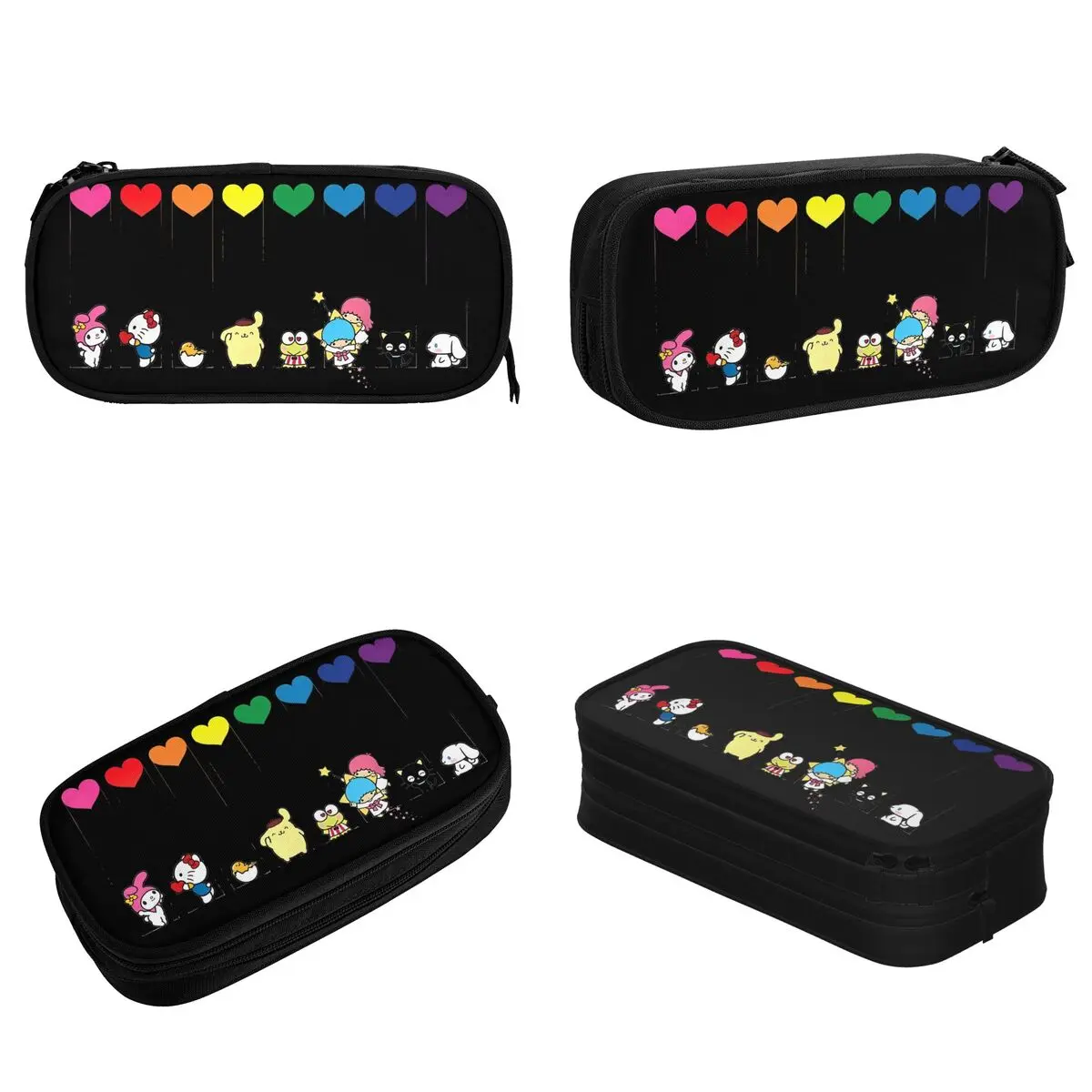 Official Hello Kitty And Friends Sanrio Rainbow Pencil Cases Pen Holder Bags Student Large Storage Office Gift Pencilcases