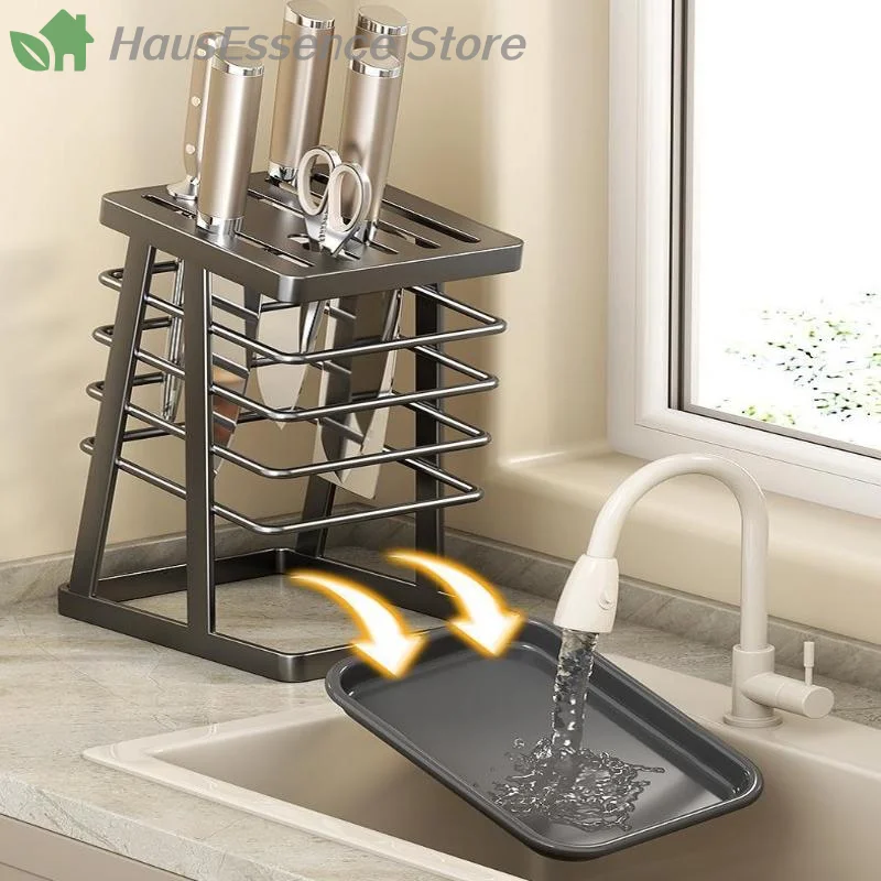 ※Kitchen Utensils Storage Holder Square Space Saving Cutting Gadget Storage Rack Countertop Drainage Plating High Quality
