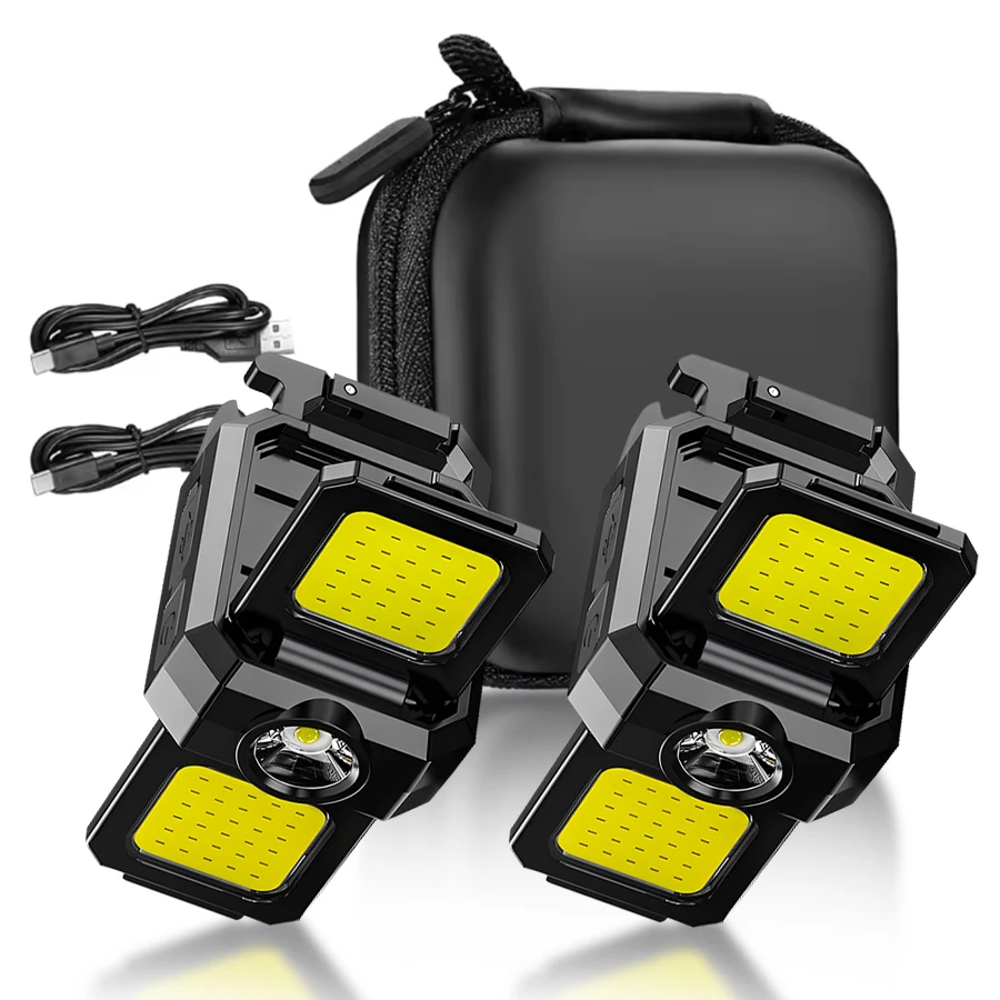 مصابيح LED صغيرة محمولة باليد USB قابلة للشحن LED COB أضواء العمل سلسلة مفاتيح مقاومة للماء فانوس طوارئ للتخييم في الهواء الطلق