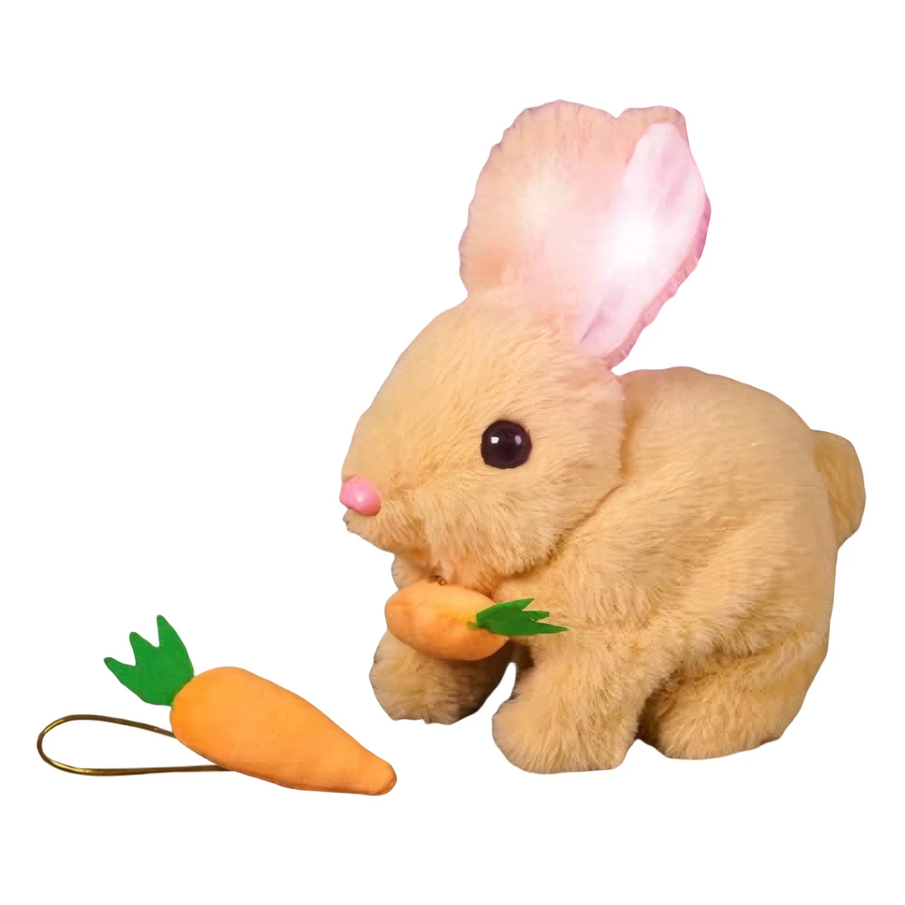 Lindo conejo eléctrico con zanahoria, mascota electrónica interactiva, conejo electrónico, juguete, regalo de cumpleaños para niños