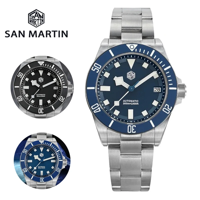 

San Martin SN0121G Часы для дайвинга NH35 Автоматические механические часы с сапфировым стеклом BGW9 Светящийся керамический безель Мужские наручные часы