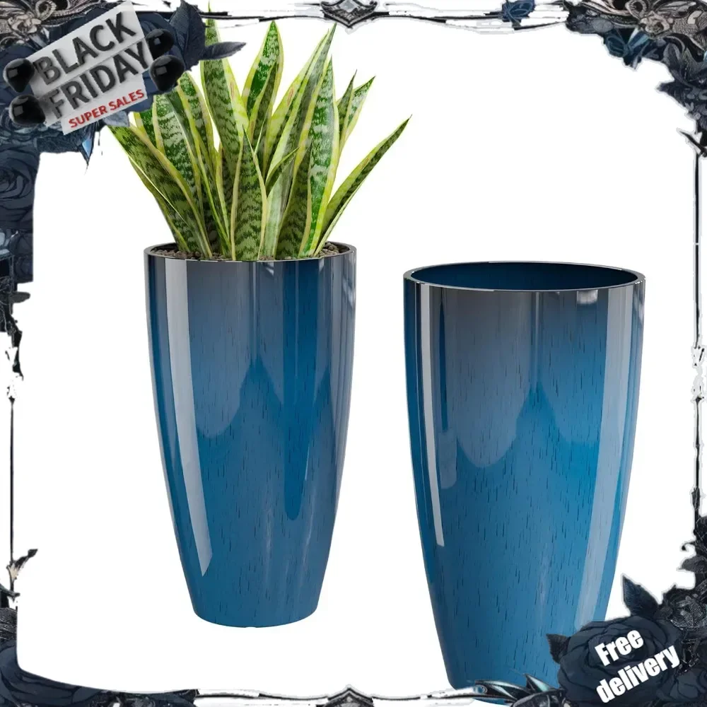 21 inch Tall Planters for Outdoor Plants Set of 2,Outdoor Planters for Front Porch,Large Pots for Plants Outdoor Indoor