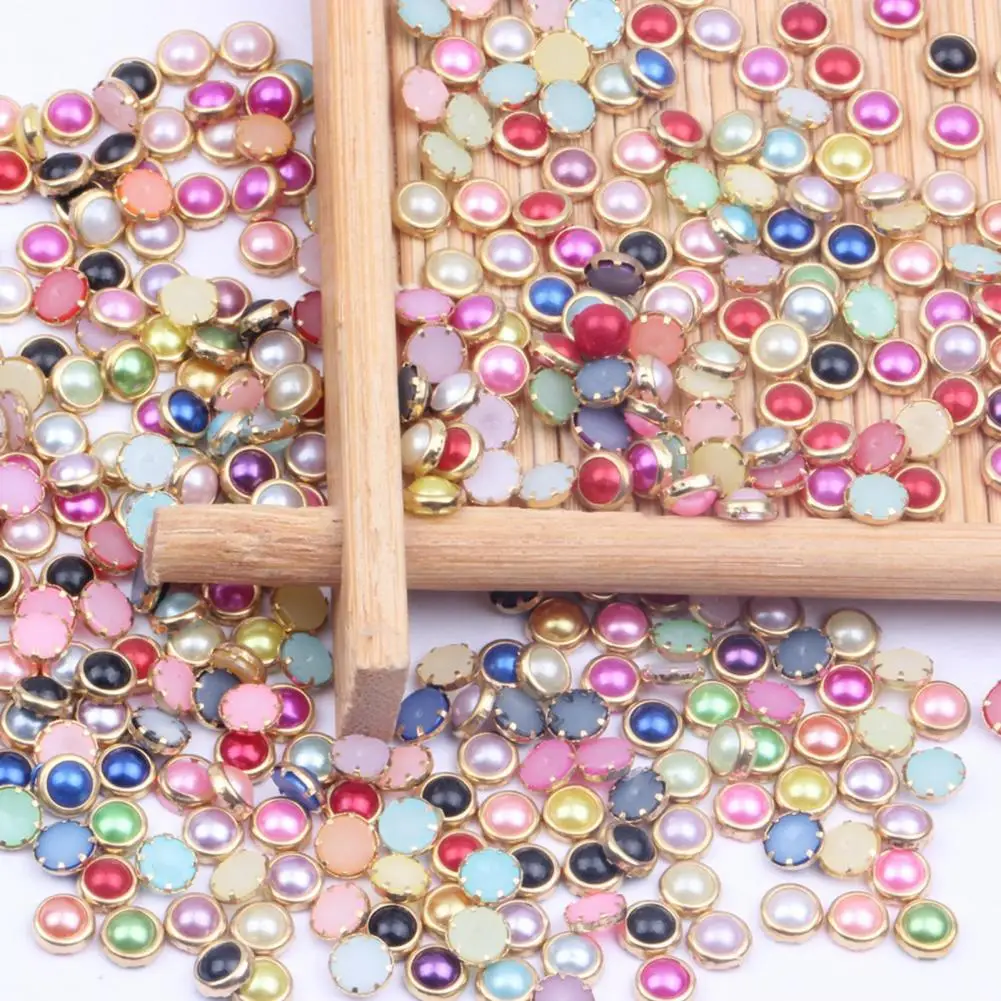 Flat Bottom Nail Art Jewelry Nail Art Embellishments Metal Rhinestone Nail Beads 100pcs Handcraft Half Round Diy Beauty for Nail