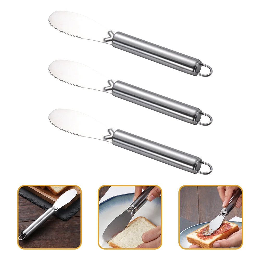 3 Pcs Stainless Steel Butter Knife Peanut Cheese Spreader Spreaders It Christmas Tools Tamales Paver and Scraper Metal