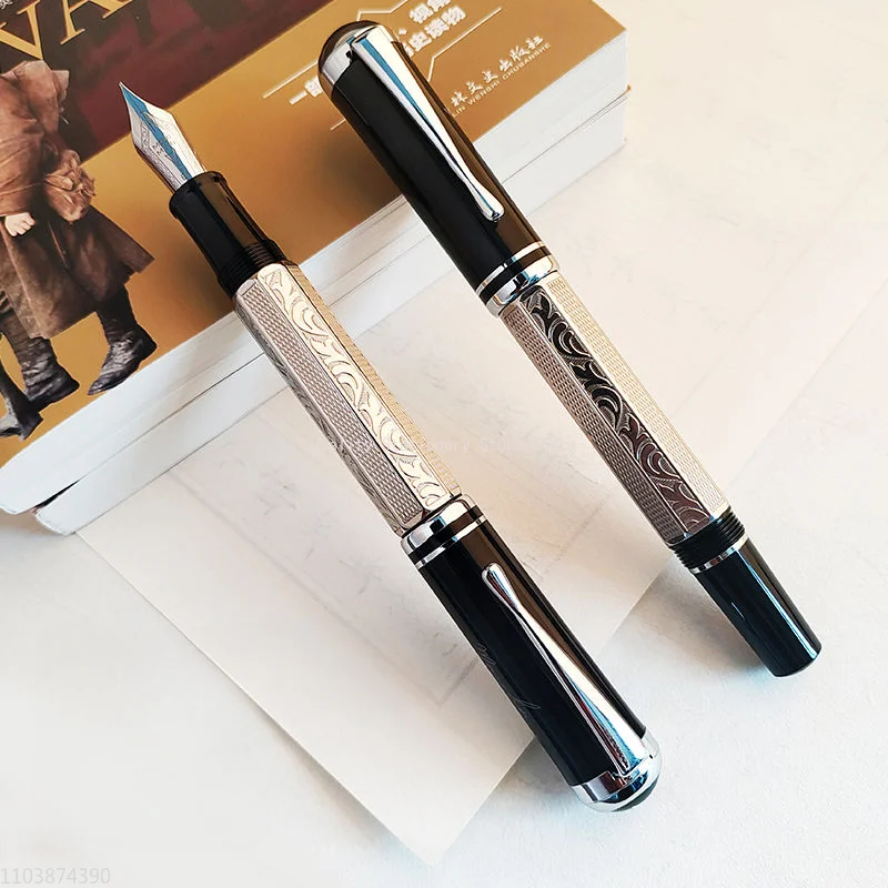 

MAJOHN 138 Classical Piston Fountain Pen Octahedral Etched Pattern Deluxe EF/F 0.38/0.5mm Ink Pen School Office Supplies Writing