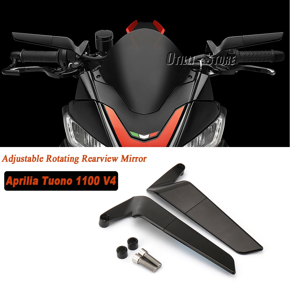 Motorcycle Mirror CNC Wind Wing Adjustable Rotating Rearview Mirror For Aprilia Tuono 1100 V4 2021 2022 2023 Factory 2019-2023