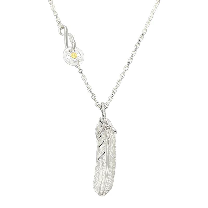 Handmade Eagle Claw Feather Pendant Necklace Alloy Hawk Falcon Bird of Prey Native American Goros Silver Biker Jewelry Gift