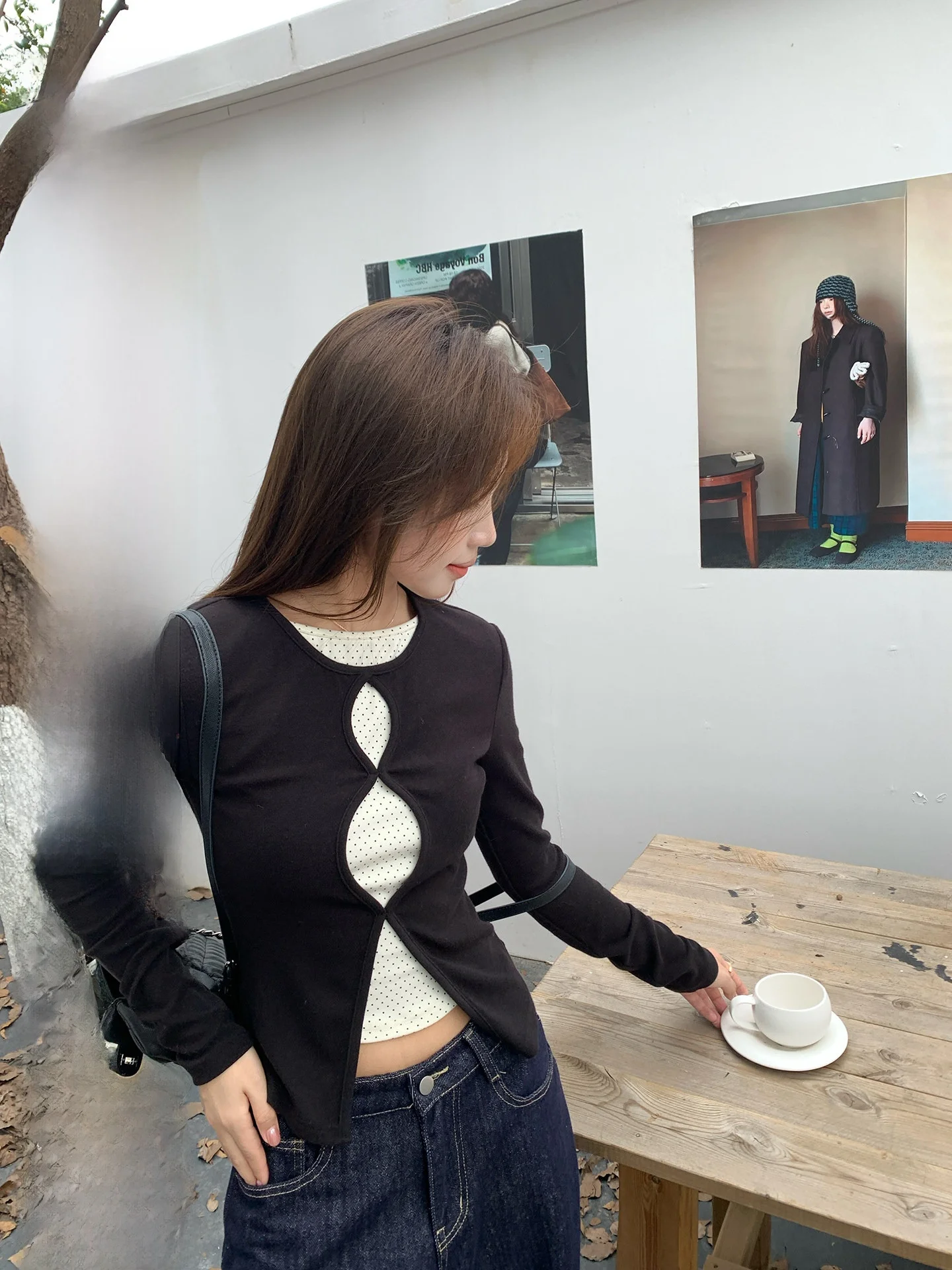 

Женский приталенный трикотажный джемпер YOKLASS с длинным рукавом, ажурным дизайном, в корейском стиле, черный, с дизайнерскими вставками, осенняя новинка