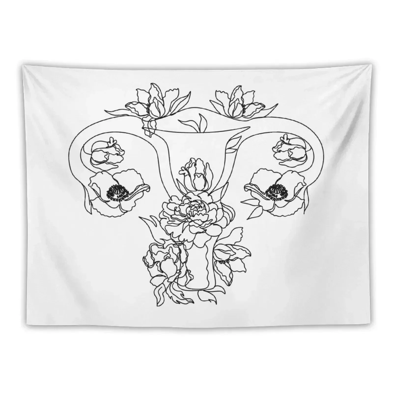 

Beauty female reproductive system with flowers. Tapestry Wall Carpet Decorative Wall Tapestry