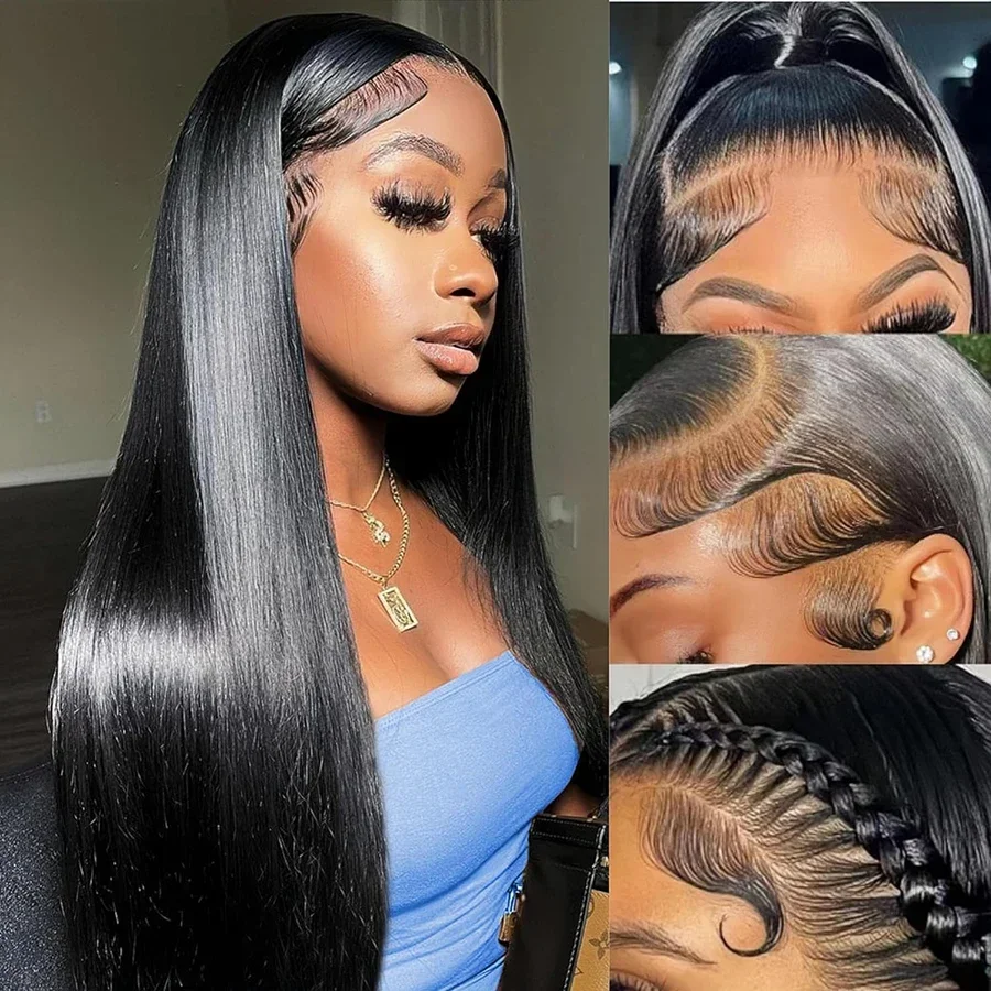 

13x4 Transparent Lace Frontal Wigs Bling Hair Pre Plucked Wig Pre Bleached Original Natural Color Human Hair Lace Frontal Wig