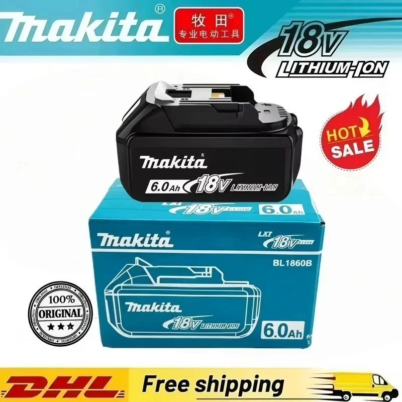 Genuine 6Ah Makita BL1860 6Ah Battery Power Tools Li-ion Replacement LXT BL1850 BL1830 for 18V Screwdriver with BMS 18V Battery
