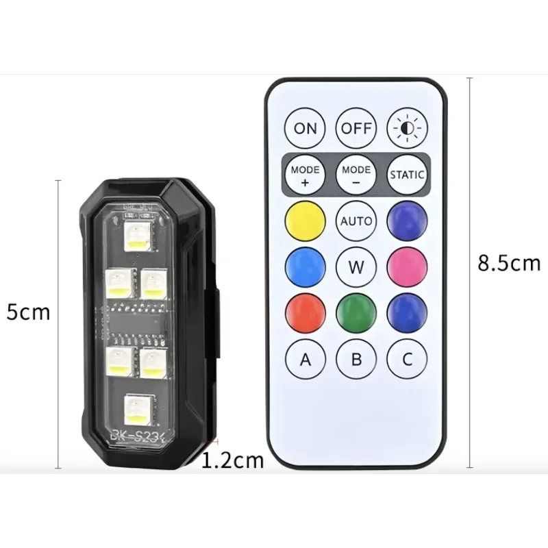 RGB Color Truck Warning Light Night Decorative Pilot Searchlights Wireless Remote Control Strobe Flashing Light for Motorcycles