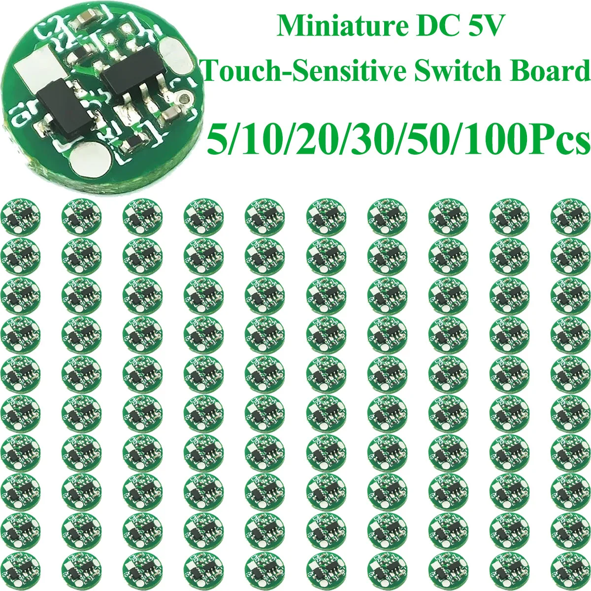 5/10/20/30/50/100Pcs DC5V Touch Sensor Control Switch USB Powered 10mm Micro Size DC Thumb LED Mirror Light Touch Switch