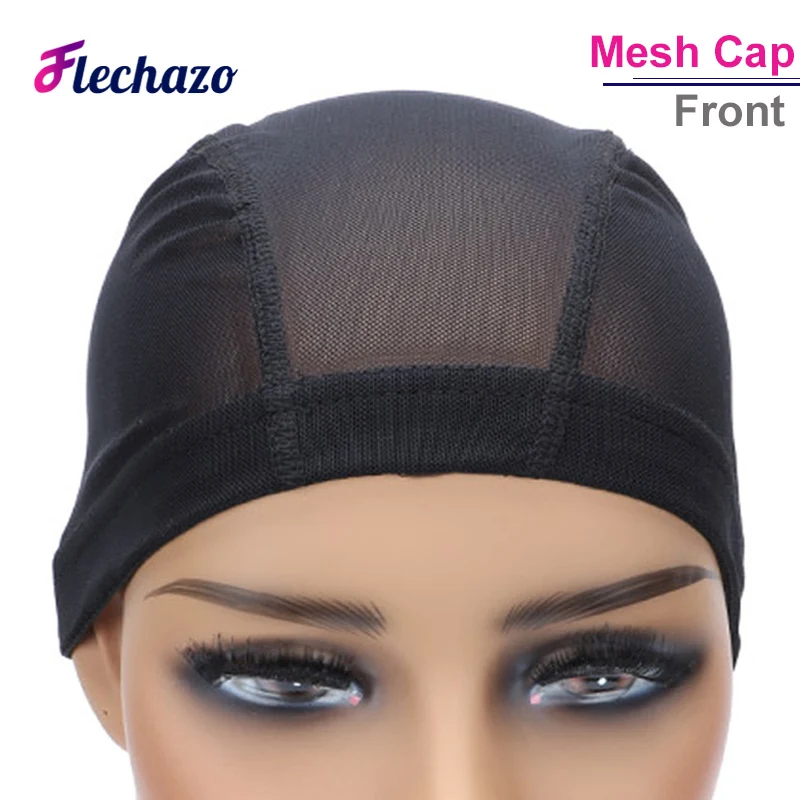 Elastic Mesh Wig Caps para mulheres, Spandex Dome Wig Cap, Weave Cap, cabeças pequenas e grandes, preto, 21 in, 23 in, 25in, 10 pçs/lote