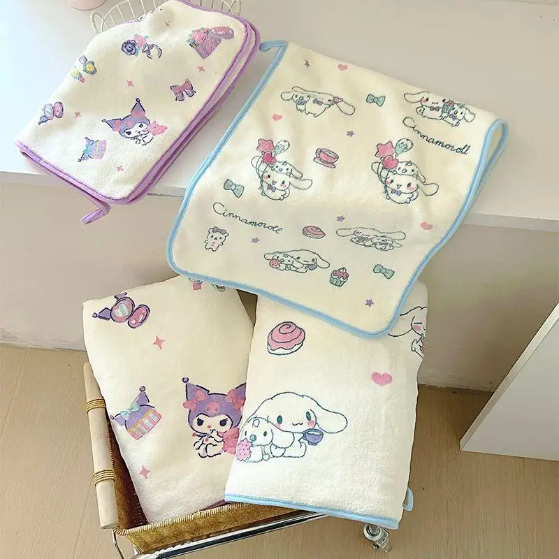 

Sanrio Series Cartoon Bath Towel Kuromi New Style Children Absorbent Towel Cinnamoroll Cute Quick Dry Bath Towel No Hair Loss