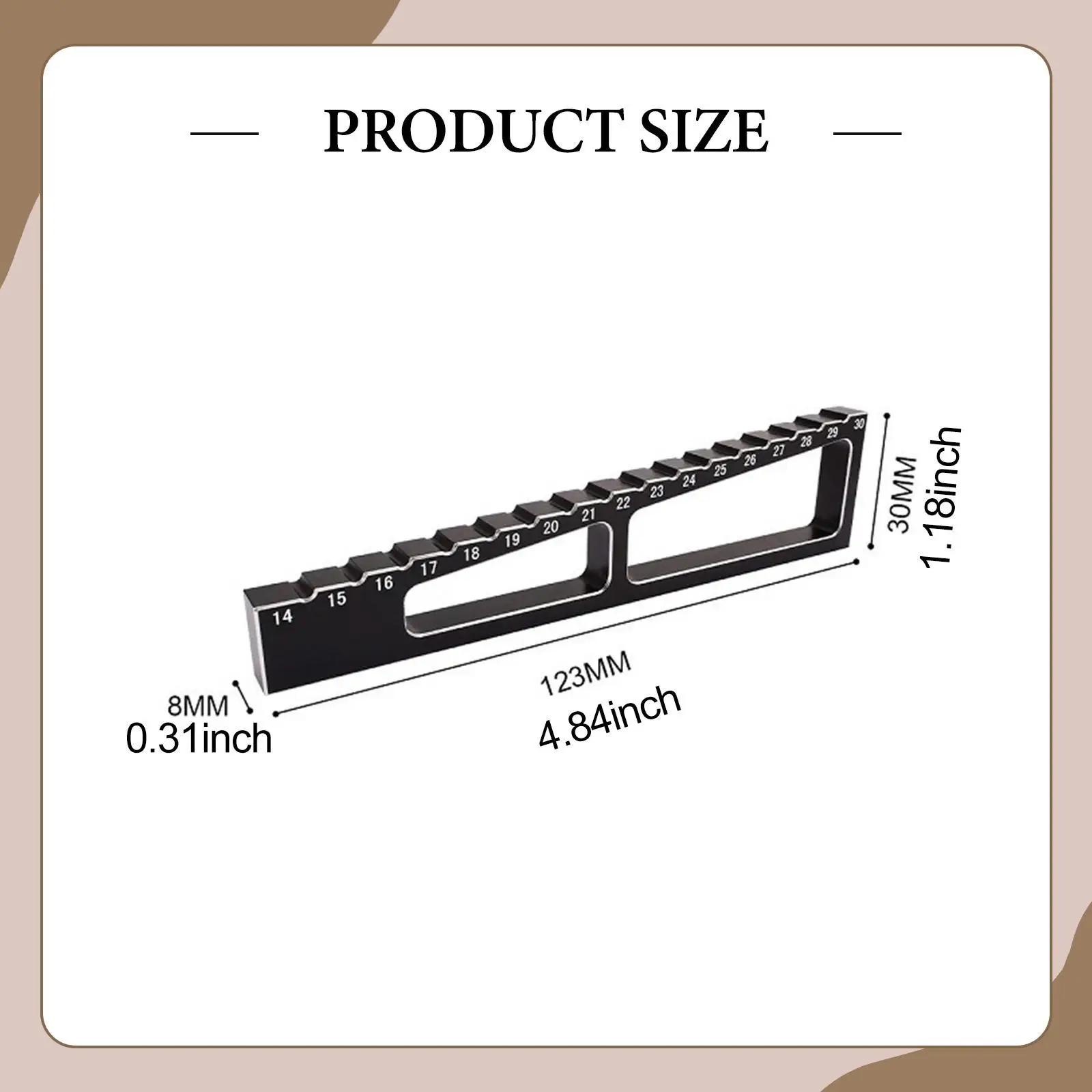 Medidor de altura de paseo de coche RC, modelo de indicador de caída de chasis de coche, escala transparente, regla de altura RC portátil ergonómica de 14-30mm para 1/8
