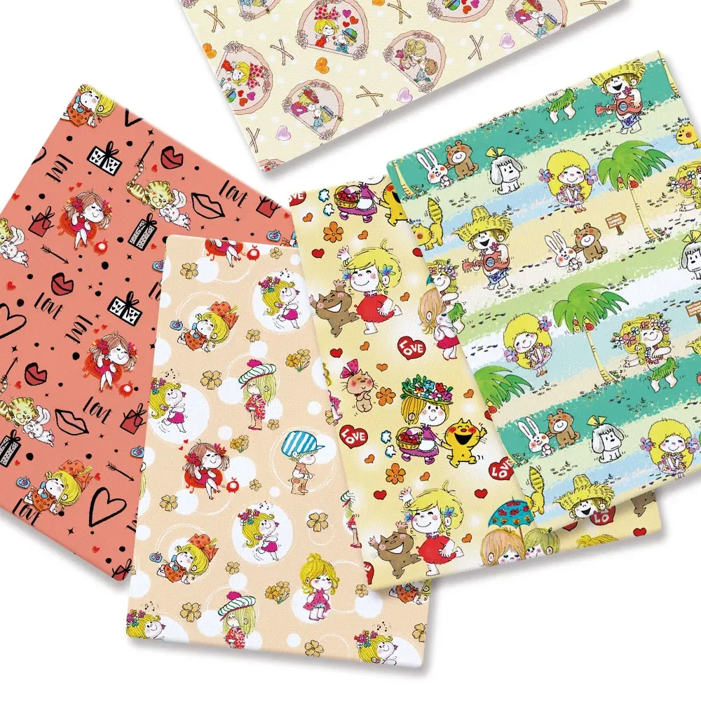 الكرتون النسيج الساخن DIY140 * 50 سنتيمتر اليدوية الخياطة خليط اللحف فستان طفل ورقة المنزل قماش مطبوع النسيج الخياطة الاطفال فابري