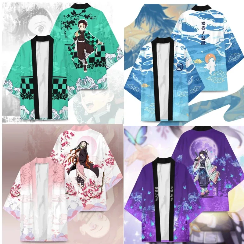 

Новый аниме Demon Slayer Hashibira Inosuke кимоно Tomioka Giyuu костюмы для косплея хаори для женщин и мужчин кардиган куртка плащ халат