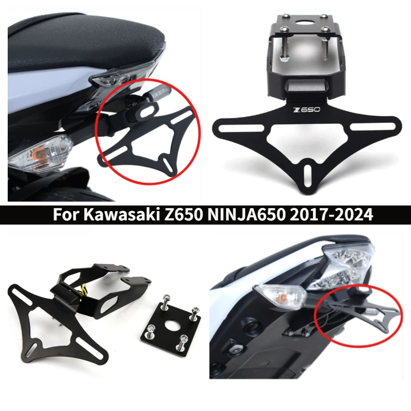 

Motorcycle license plate holder with LED lamp holder Rear license plate bracket for Kawasaki z 650 Z650 NINJA650 2017-2024