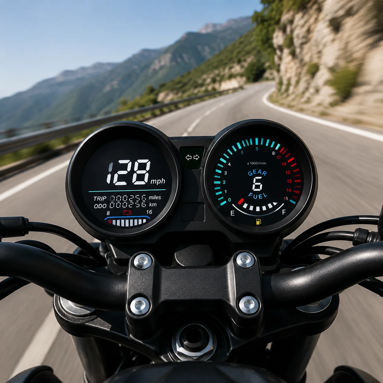Dual Dial Motorcycle Digital LCD Speedometer Tachometer Odometer Voltage Fuel Gauge LED Dashboard Instrument Fit Titan150 Motorb