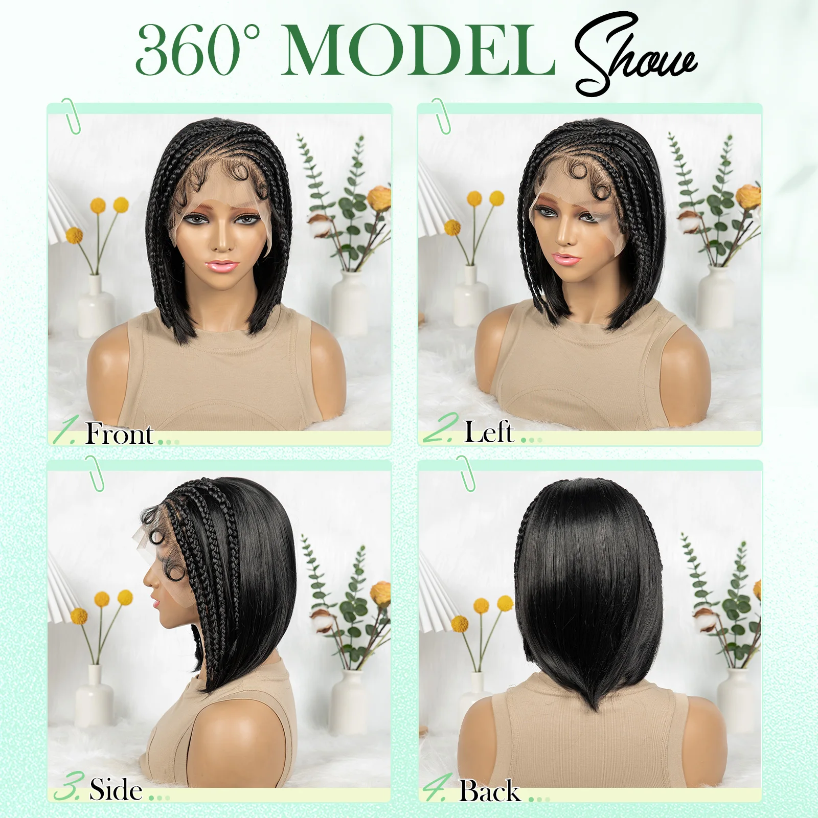 الاصطناعية كورنو شعر مستعار مضفر مستقيم 13x4 الدانتيل الباروكة الأمامية مع تصميم تقسيم شعر الطفل مع مضفر للنساء السود