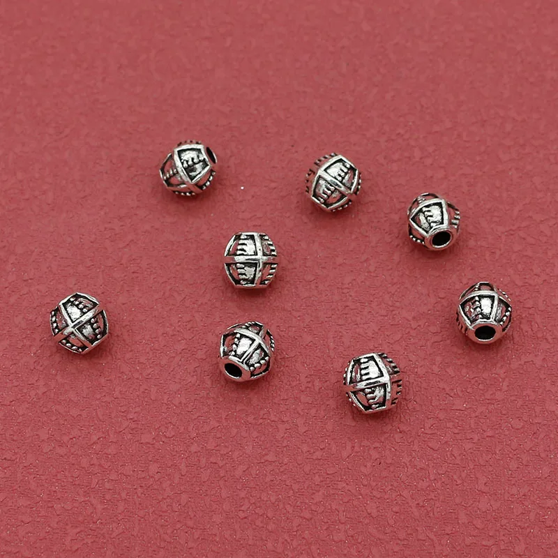 20pcs/Lot Fashion Tibetan Silver Oval Metal Beads 7x6.5mm Handmade Bracelets Alloy Spacers Necklace Charms DIY Jewelry Materials