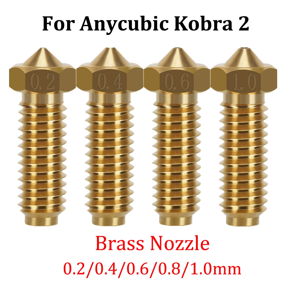 

5 шт. латунное сопло 0,2/0,4/0,6/0,8/1,0 мм для Anycubic Kobra 2 Pro/Neo/Plus/Max, аксессуары для 3D-принтеров Kobra 2, сопло Hotend