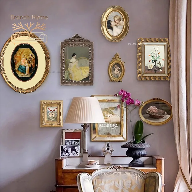 Retro Painting Frame Living Room Creative Wall Picture Frame Dining Room Luxury Wall Ornament Bedroom Art Wall Hanging Mural
