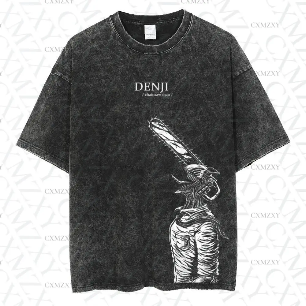 

Heavy movie Den Ji peripheral retro washed and worn short sleeves