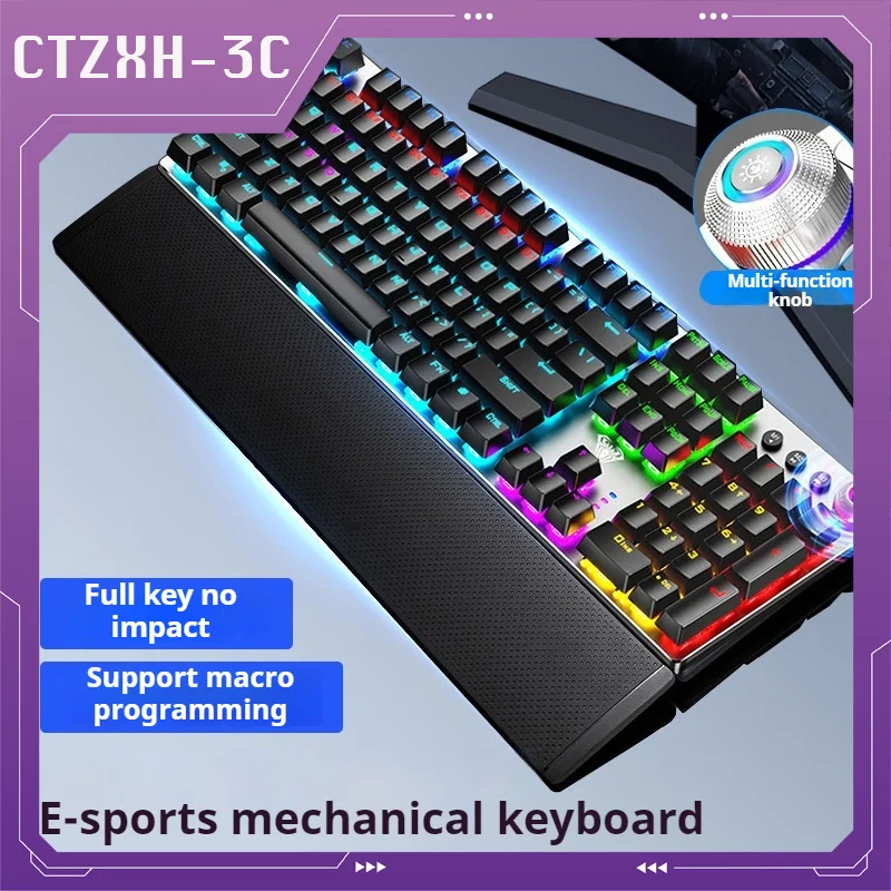 

F208 Wired 104-Key Rgb Mechanical Keyboard Green Axis Esports Home Desktop Computer Game Hand Rest Mechanical Gamer Keyboard