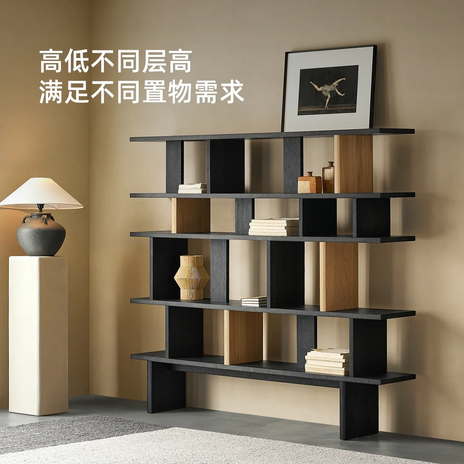 Solid wood reading bookshelf floor-to-ceiling integrated whole wall bookcase living room shelf