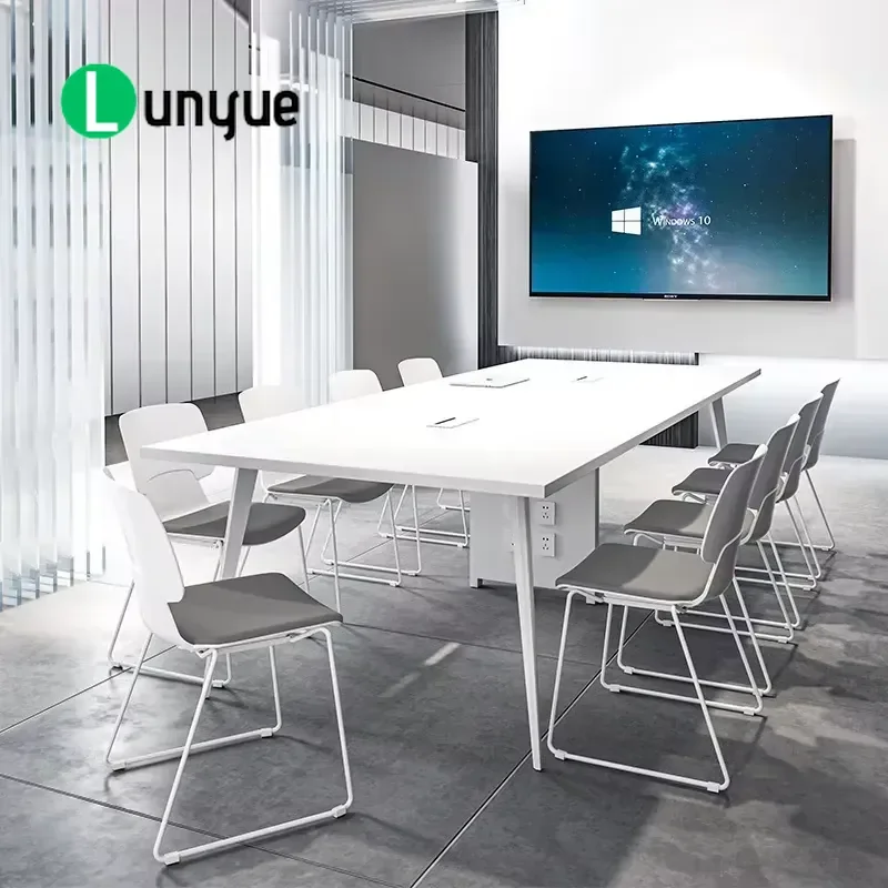 10 Seater Conference Table and Chairs Set 20 Place Meeting Room Furniture Training Office Desk Large Capacity Durable Modern