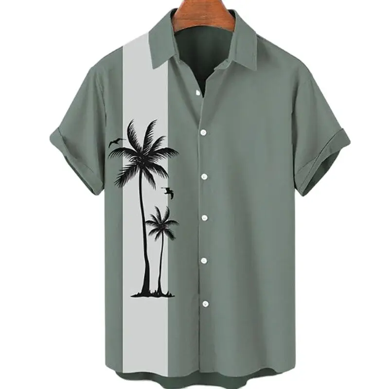 Hawaiiaans Heren Gebloemd Zomer Geometrische Print Top Met Korte Mouwen Oversized Aan Zee Vakantie Vrijetijdskleding Voor Vrijetijdskleding